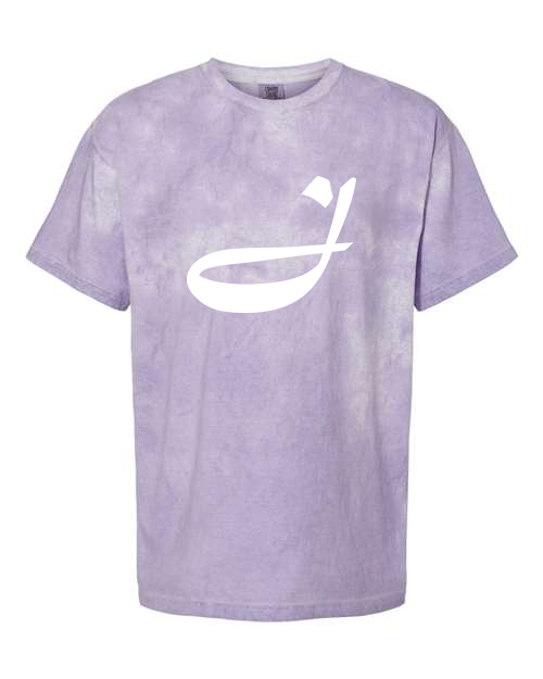 Alphabet J T-Shirt 9 inch calligraphy White ink, Amethyst