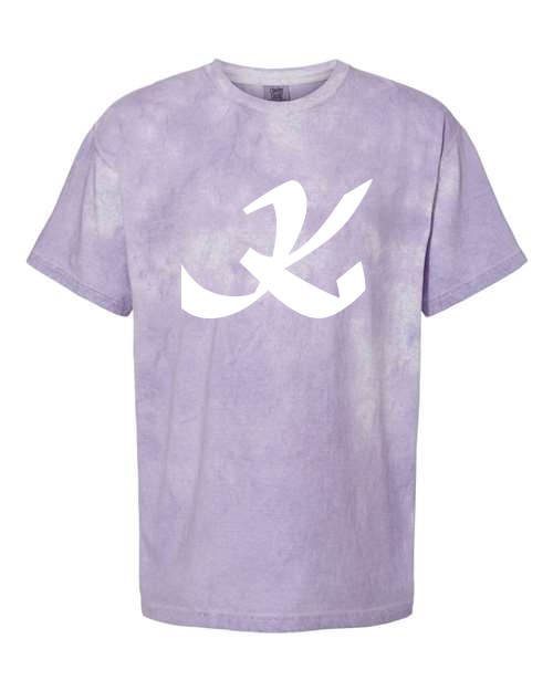 Alphabet K T-Shirt 9 inch calligraphy White ink, Amethyst