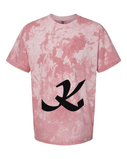 Alphabet K T-Shirt 9 inch calligraphy Black ink, Clay