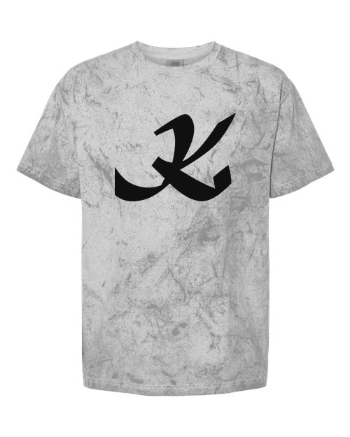 Alphabet K T-Shirt 9 inch calligraphy White ink, Smoke