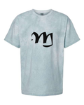 Alphabet M T-Shirt 9 inch calligraphy Black ink, Ocean