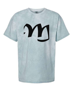 Alphabet M T-Shirt 9 inch calligraphy Black ink, Ocean