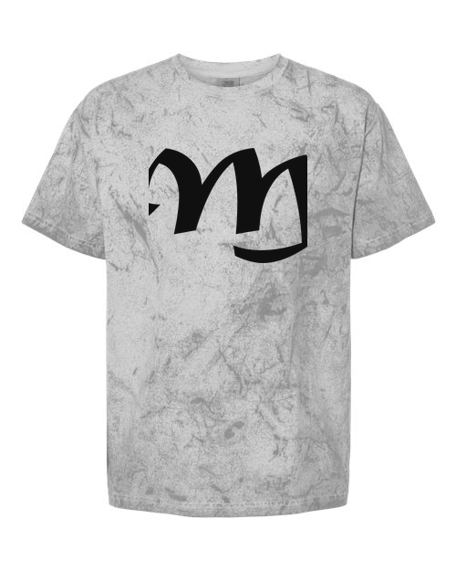 Alphabet M T-Shirt 9 inch calligraphy White ink, Smoke