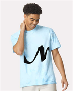 Alphabet N T-Shirt 9 inch calligraphy Black ink, Fiji Blue