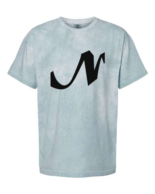 Alphabet N T-Shirt 9 inch calligraphy Black ink, Ocean
