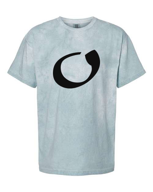 Alphabet O T-Shirt 9 inch calligraphy Black ink, Ocean