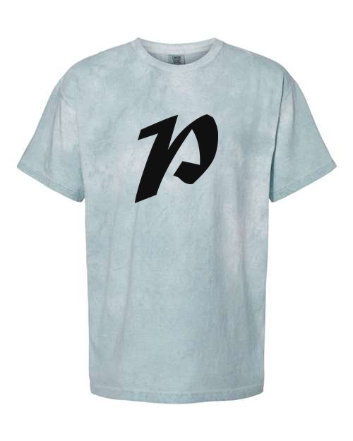 Alphabet P T-Shirt 9 inch calligraphy Black ink, Ocean