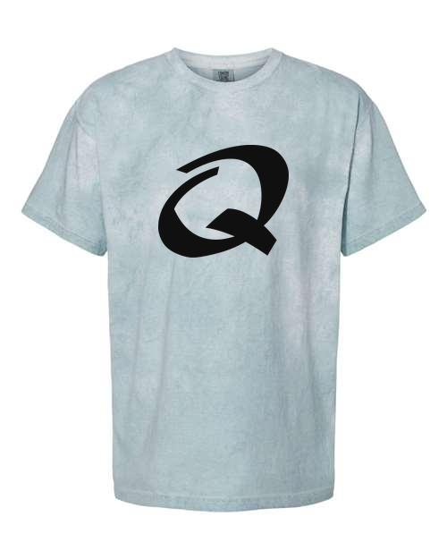 Alphabet Q T-Shirt 9 inch calligraphy Black ink, Ocean