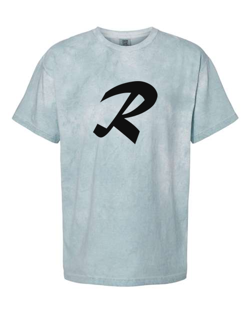 Alphabet R T-Shirt 9 inch calligraphy Black ink, Ocean