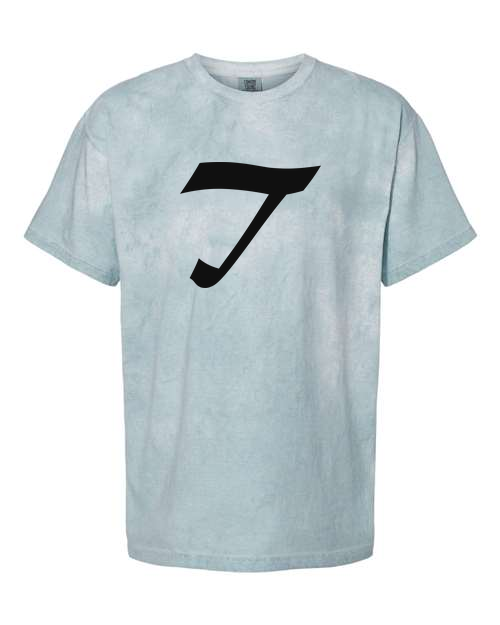 Alphabet T T-Shirt 9 inch calligraphy Black ink, Ocean