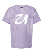 Alphabet U T-Shirt 9 inch calligraphy White ink, Amethyst