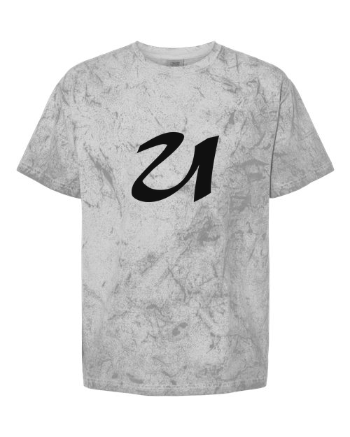Alphabet U T-Shirt 9 inch calligraphy White ink, Smoke