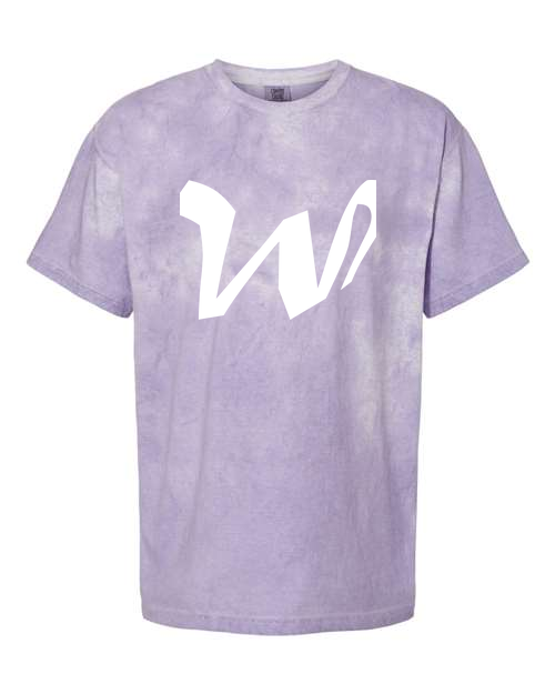 Alphabet W T-Shirt 9 inch calligraphy White ink, Amethyst