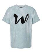 Alphabet W T-Shirt 9 inch calligraphy Black ink, Ocean