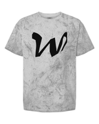 Alphabet W T-Shirt 9 inch calligraphy White ink, Smoke