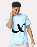 Alphabet X T-Shirt 9 inch calligraphy Black ink, Fiji Blue