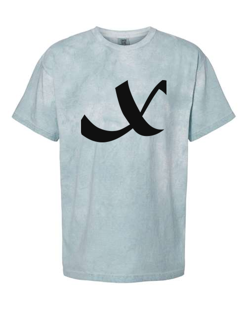 Alphabet X T-Shirt 9 inch calligraphy Black ink, Ocean