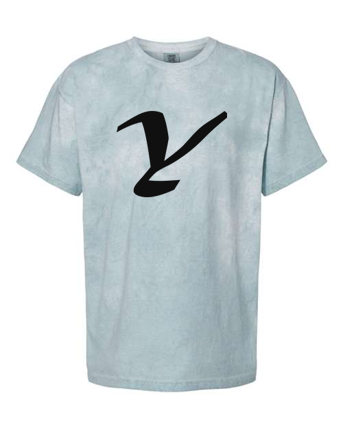Alphabet Y T-Shirt 9 inch calligraphy Black ink, Ocean