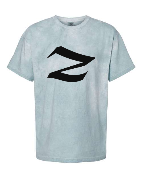 Alphabet Z T-Shirt 9 inch calligraphy Black ink, Ocean