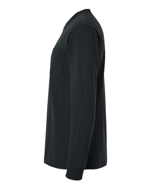 Gildan 2410, Unisex Ultra Cotton Long Sleeve Pocket T-shirt, Black