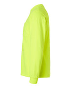 Gildan 2410, Unisex Ultra Cotton Long Sleeve Pocket T-shirt, Safety Green