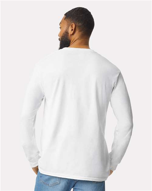 Gildan 2410, Unisex Ultra Cotton Long Sleeve Pocket T-shirt, White