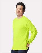 Gildan 2400, Unisex Ultra Cotton Long Sleeve T-shirt, Safety Green
