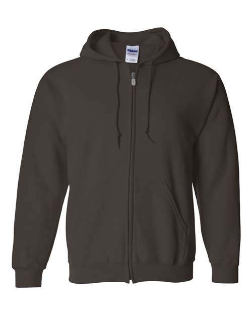 Gildan 415, 18600 Unisex Heavy Blend Full-zip Hooded Sweatshirt, Dark Chocolate