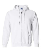Gildan 415, 18600 Unisex Heavy Blend Full-zip Hooded Sweatshirt, White