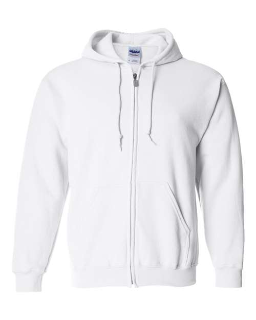 Gildan 415, 18600 Unisex Heavy Blend Full-zip Hooded Sweatshirt, White