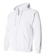 Gildan 415, 18600 Unisex Heavy Blend Full-zip Hooded Sweatshirt, White