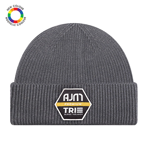 AJM International 1T270M, Premium Tri-blend Cuff Toque With Flat Seams, Black