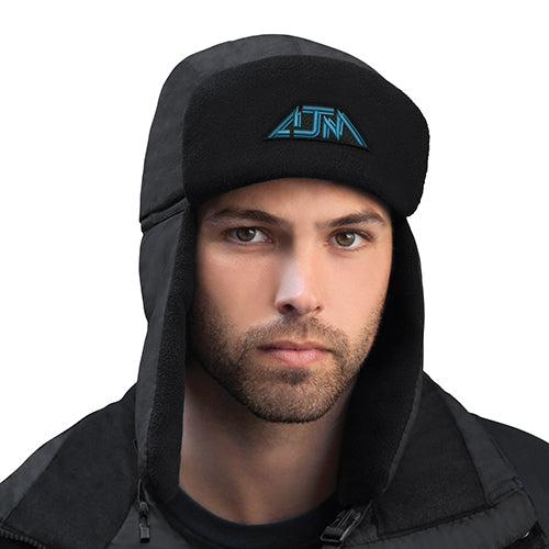 Nylon / Polyester Micro Fleece Earflaps 1Z000, Ajm Winter Bomber Hat With Earflaps, Black