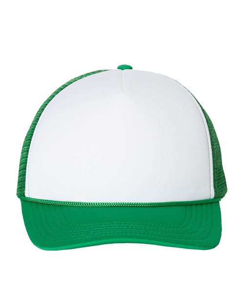 Valucap VC700, Foam Mesh-back Trucker Cap, White/ Kelly