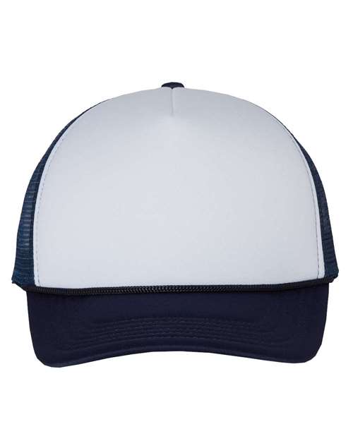 Valucap VC700, Foam Mesh-back Trucker Cap, White/ Navy