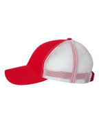 Valucap 482, Bio-washed Trucker Cap, Red/ White