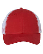 Valucap 482, Bio-washed Trucker Cap, Red/ White