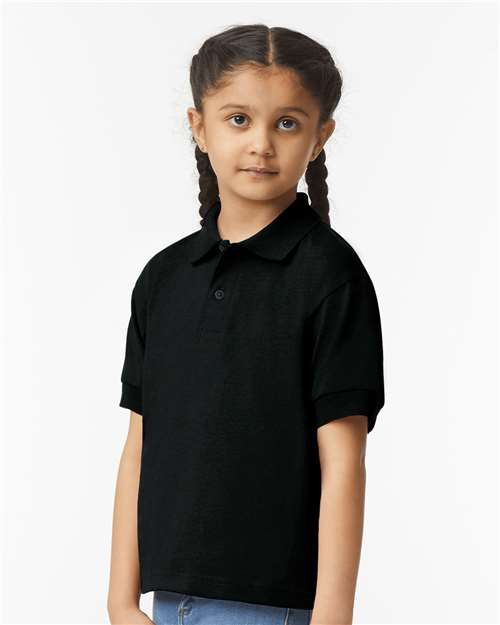 Gildan 8800B, Youth Dryblend Jersey Polo, Black