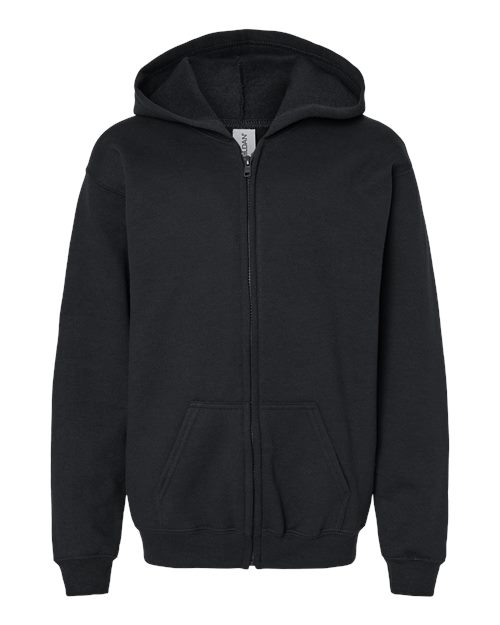 Gildan 18600B, Youth Heavy Blend Full-zip Hooded Sweatshirt, Black