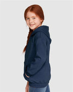 Gildan 562, 18600b Youth Heavy Blend Full-zip Hooded Sweatshirt, Navy