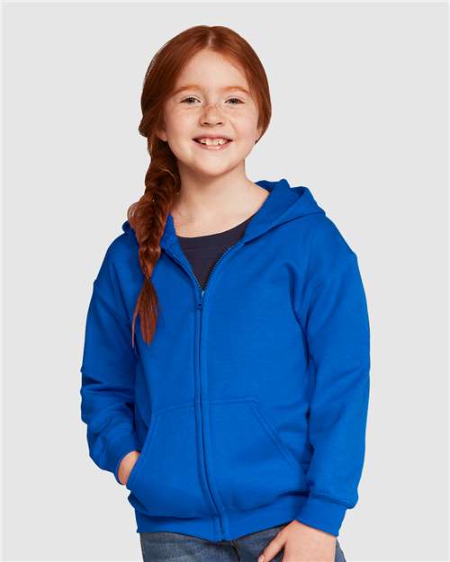 Gildan 18600B, Youth Heavy Blend Full-zip Hooded Sweatshirt, Royal