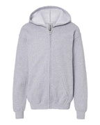 Gildan 562, 18600b Youth Heavy Blend Full-zip Hooded Sweatshirt, Sport Grey