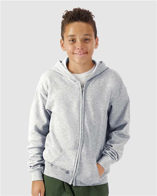 Gildan 562, 18600b Youth Heavy Blend Full-zip Hooded Sweatshirt, Sport Grey