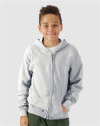 Gildan 562, 18600b Youth Heavy Blend Full-zip Hooded Sweatshirt, Sport Grey
