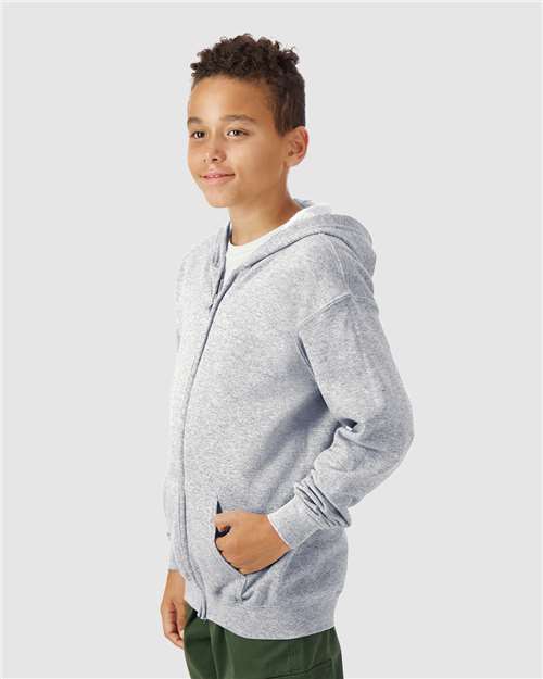 Gildan 562, 18600b Youth Heavy Blend Full-zip Hooded Sweatshirt, Sport Grey