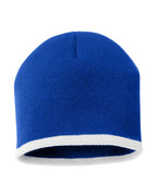 Sportsman SP09, 2177 8" Bottom-striped Beanie, Royal/ White