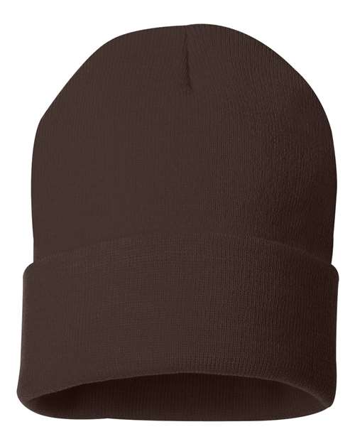 Sportsman SP12, 12" Solid Cuffed Beanie, Brown