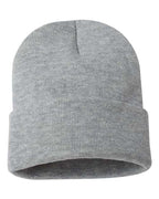 Sportsman SP12, 12" Solid Cuffed Beanie, Heather Grey