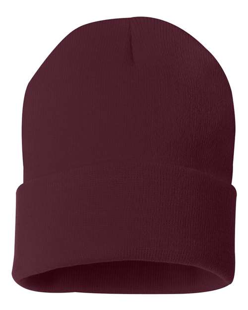 Sportsman SP12, 12" Solid Cuffed Beanie, Maroon