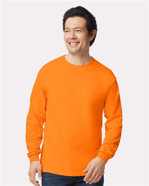 Gildan 2400, Unisex Ultra Cotton Long Sleeve T-shirt, Safety Orange